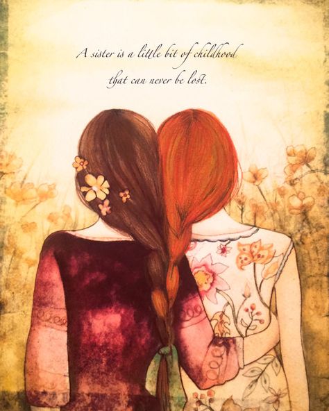 brown and red hair sisters A sister is a by claudiatremblay Mother Daughter Art, Best Friend Drawings, Sisters Art, Love My Sister, Mother Daughter Quotes, Sibling Gifts, Drawings Of Friends, Artwork Gifts, Gift For Sister