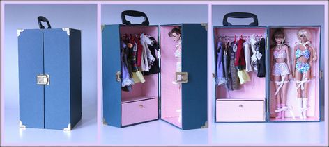 DIY Doll Carrying Case | Woohoo! FINALLY! My own little doll… | Flickr Diy Doll Trunk, Barbie Carrying Case, Not Worth It, The Salvation Army, Doll Closet, Barbie Wardrobe, Diy Barbie Furniture, Up Theme, Book Paper