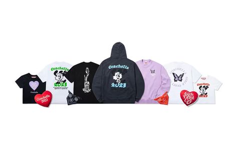 VERDY Unveils Week 1 Coachella Merch: Featuring Vick, Wasted Youth, and Girls Don't Cry motifs. 2023 Coachella, Week Name, Girls Don't Cry, Desert Festival, Heart Logo, Dont Cry, Custom Nikes, Week 1, Cotton Hoodie