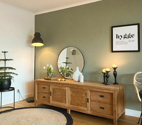 Brown Floor Wall Color Ideas, Sage And White Living Room, Soft Green Living Room, Study Room Inspiration, Warm Tone Living Room, Khaki Living Room, Sage Living Room, Sage Green Living Room, Front Room Decor