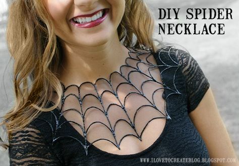 DIY Spider Necklace by Pattie Wilkinson for i Love To Create Diy Spider, Thesis Ideas, Waxed Paper, Spider Costume, Spider Queen, Spider Necklace, Puffy Paint, Queen Costume, Creative Costumes