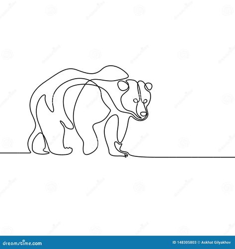 Continuous one line drawing going bear. Vector illustration. Bear Line Art, Bear Vector Illustration, Bear Outline, Elephant Black And White, Elephant Sketch, Wild Animals Vector, Horse Rearing, Tiger Drawing, Bear Vector