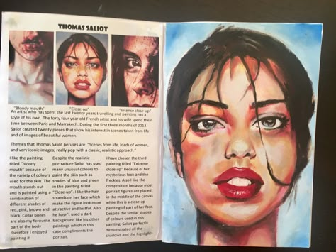 These pages of the concertina concentrate on Thomas Saliot. Thomas Saliot Artist Research, Cool Sketch Book Pages, Gcse Sketchbook, Thomas Saliot, Art Folio, Sketchbook Layout, Art Alevel, Gcse Art Sketchbook, A Level Art Sketchbook