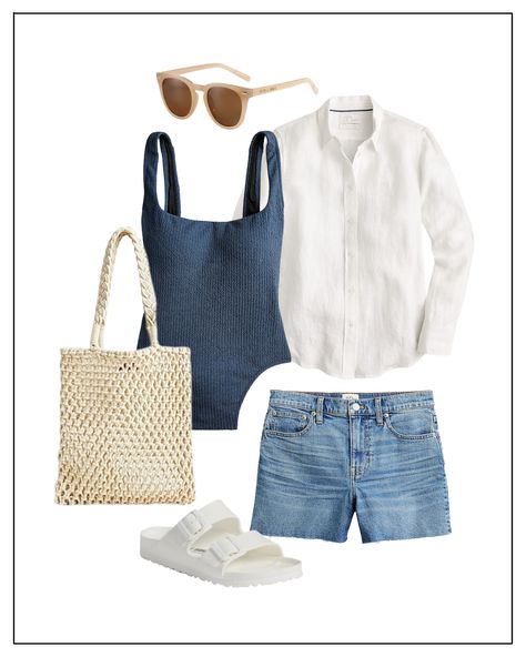 How to Style a Linen Shirt as a coverup Coach Court Bag, Tie A Blanket Scarf, Summer Evening Outfit, T Shirt Knot, Kelly In The City, White Bathing Suit, White Linen Shirt, Braided Leather Belt, City Lifestyle