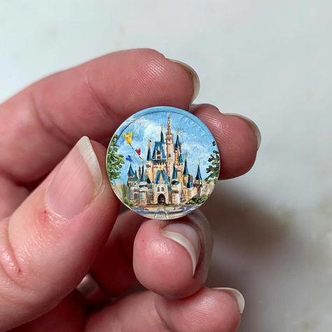 I Create Tiny Oil Paintings On Pennies  brymariearts.com London Gallery, Painting Miniatures, Art Miniature, Sleeping Beauty Castle, Coin Art, Small Canvas Paintings, Daily Exercise, Hand Painted Jewelry, Amazing Drawings