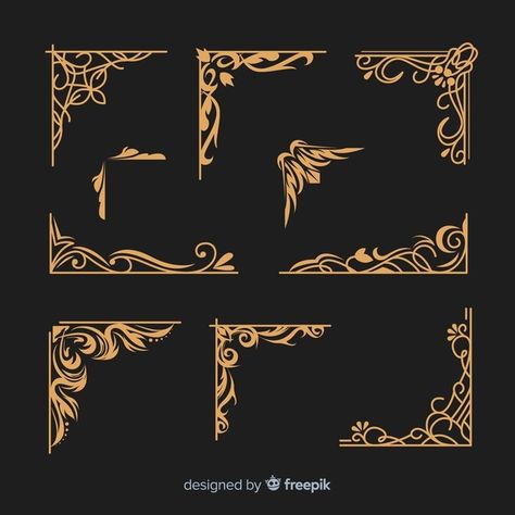 Ornamental Border, Art Deco Design Graphics, Elements For Design, Golden Border, 카드 디자인, Border Designs, Ornament Frame, Corner Designs, Art Deco Design