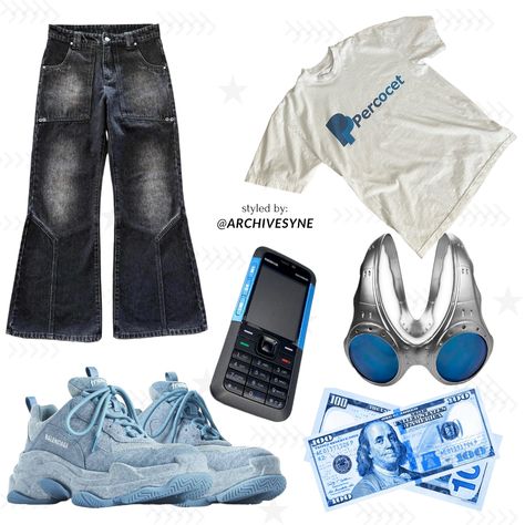 Top: PAYPAL TEE via ig:@shitbysheff Pants: VOLUMEONE BY VOL . 1 “01 DENIM” via ig:@vol1studio Footwear: MEN'S TRIPLE S SNEAKER DENIM IN BLUE Glasses: 2000 Oakley ‘Over The Top’ Ice Iridium FMJ 5.56 Silver Sunglasses via: ig:@oakley Nokia: Unknown Money: Unknown Oakley Over The Top, Silver Sunglasses, Blue Glasses, Over The Top, Money, Sunglasses, Sneakers, Pants, Silver