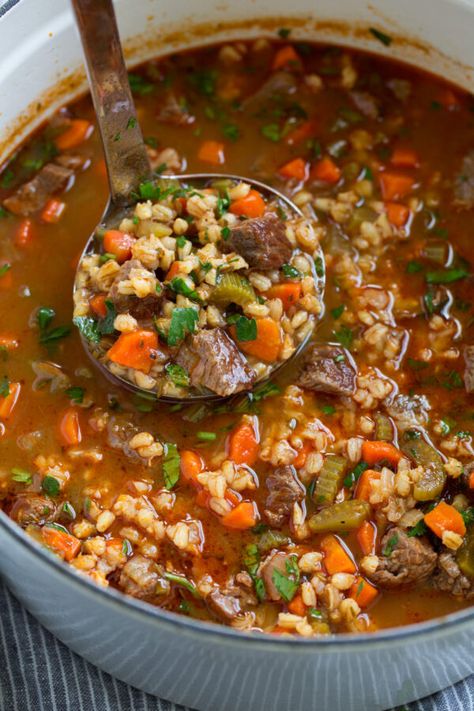 Beef Barley Soup Stovetop, Instant Lasagna, Soup Stovetop, Beef Barley, Beef Barley Soup, Slow Cooker Beef Stew, Barley Soup, Lasagna Soup, Beef Soup