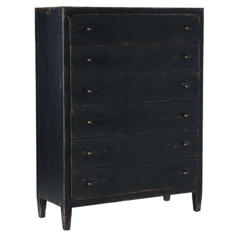 Harvey Rustic Lodge Black Maple Wood Brass Pull 6 Drawer Tall Chest Dresser 6 Drawer Tall Dresser, Hooker Furniture Bedroom, European Farmhouse, Dresser Furniture, Six Drawer Dresser, Tall Dresser, Chest Dresser, 6 Drawer Chest, Accent Chest