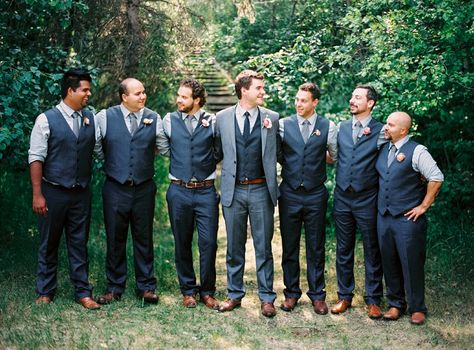 Groom's Party Attire ideas up on Cinderollies' blog! Groomsmen Attire Ideas, Grey Groomsmen, Wedding Suits Men Grey, Blue Groomsmen Suits, Groomsmen Vest, Navy Groomsmen, Blue Groomsmen, Wedding Groomsmen Attire, Groomsmen Grey