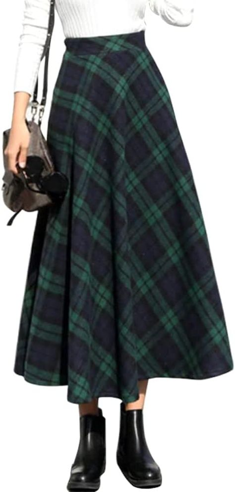 Long Wool Skirt, Dirndl Skirt, Plaid Wool Skirt, Tartan Skirt, Long Skirts For Women, Winter Skirt, Long Maxi Skirts, Long Skirts, Fall Skirts