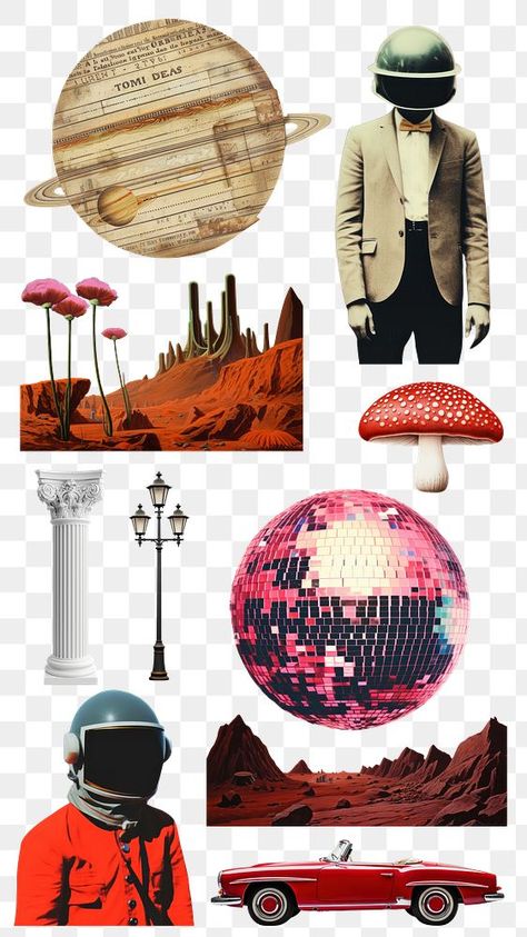 Collage Images Aesthetic, Collage Art Poster Graphic Design, Space Png Aesthetic, Retro Collage Art, Vintage Collage Elements, Free Collage Printables, Collage Elements Png, Collage Cutouts, Graphic Design Collage