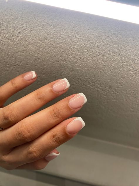 French nails Square Frenchies, Square Round Nails, Short Frenchies, Really Short Nails, Nails August, Gel French Tips, Square Gel Nails, Nails 23, Gel Nails French