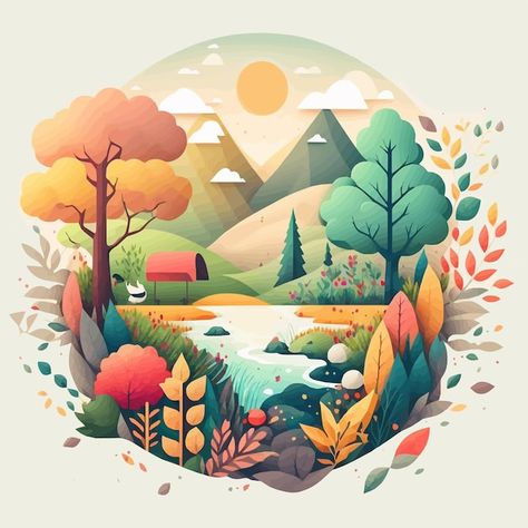 Jungle Landscape, Forest Drawing, Vector Nature, Mountain Illustration, Mountain Forest, Landscape Background, Affinity Designer, Landscape Illustration, Vector Artwork