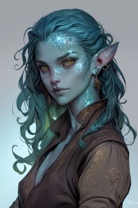 Water Genasi Dnd, Sea Elf Dnd, Water Genasi Female, Eladrin Dnd, Dnd Triton, Triton Dnd, Water Elf, Water Genasi, Sea Elf