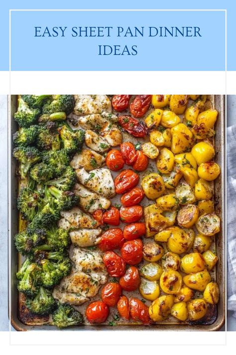 Looking for simple and delicious weeknight meals? Check out these easy sheet pan dinner ideas that save you time and clean-up effort. From roasted veggies to juicy proteins, these recipes offer a complete meal—all cooked together on one pan! Perfect for busy families wanting to enjoy healthy food without the hassle. Each dish is packed with flavors and can be customized to fit any dietary preferences. Say goodbye to complicated cooking and hello to quick, effortless dinners. Get inspired by these satisfying recipes! Sheet Pan Dinners Vegetarian, One Sheet Meals, One Pan Meals Healthy, Sheet Pan Recipes Healthy, Sheet Pan Suppers Recipes, Sheet Pan Dinner Ideas, Healthy Sheet Pan Dinners, Satisfying Recipes, Easy Sheet Pan Dinner