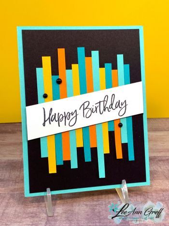 Simple Birthday Cards Diy, Cards Using Strips Of Paper, Paper Scrap Cards, Paper Strip Cards, Unique Birthday Cards Handmade, Cards Using Scraps Of Paper, Birthday Card Ideas For Men, Birthday Card Making Ideas, Unique Cards Handmade