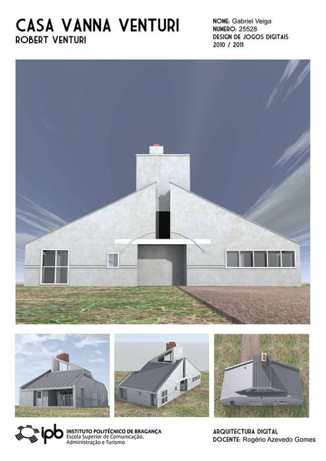 Vanna Venturi house 3D model by NightShadow0 on DeviantArt Vanna Venturi House, Robert Venturi, Postmodern Architecture, Digital Architecture, Post Modern Architecture, Scott Brown, Campus Design, Building Sketch, Architecture Sketchbook