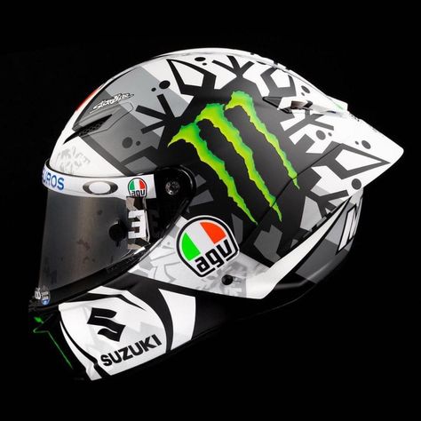 Custom Helmet Design, Agv Helmets, Car Paint Jobs, Joan Mir, Biker Gear, Custom Helmets, Bike Stickers, Winter Pattern, Racing Helmets