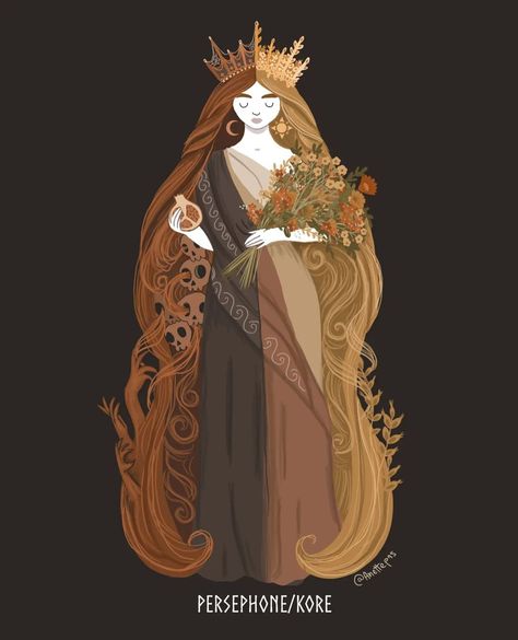 Majestic Woman, Persephone Art, Persephone Goddess, Greek Mythology Art, Lore Olympus, Hades And Persephone, Roman Art, Mythology Art, Goddess Art