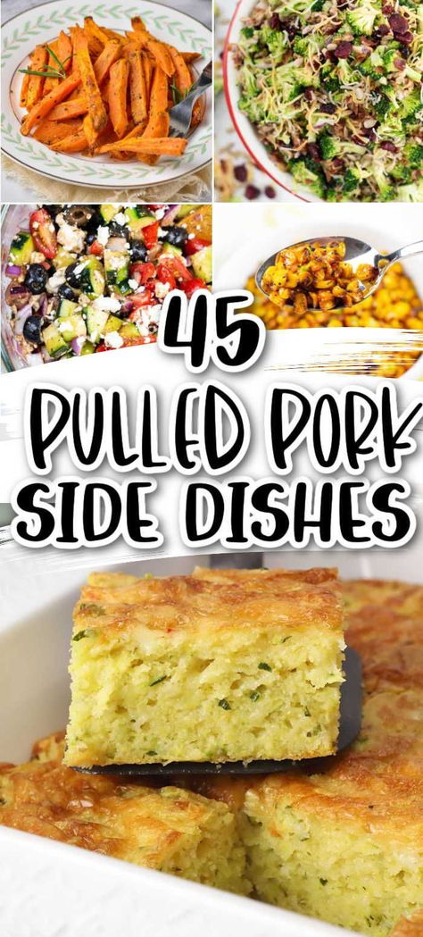 Complete your pulled pork feast with our array of 45 delectable side dishes. From tangy vinegar-based coleslaw to cheesy corn casserole and sweet and smoky baked beans, these sides will add the perfect balance of flavors and textures to your pulled pork meal. Whether you prefer light and refreshing salads or hearty and comforting sides, this collection has something for everyone. Get ready to create a memorable and satisfying meal. Pulled Pork Sandwich Sides, Pork Roast Side Dishes, Pork Sandwich Sides, Roast Side Dishes, Side Dishes For Pulled Pork, Sides For Pulled Pork, Pulled Pork Side Dishes, Slaw For Pulled Pork, Pulled Pork Sides