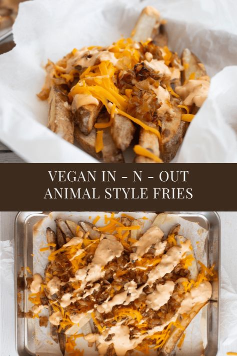 Loaded Vegan Fries, Vegan Animal Style Fries, Healthy Animal Style Fries, Copycat Vegan Recipes, Vegan Copycat Recipes, Vegan French Fries, Animal Style Fries Recipe, Appetizers Vegan, Vegan Potatoes