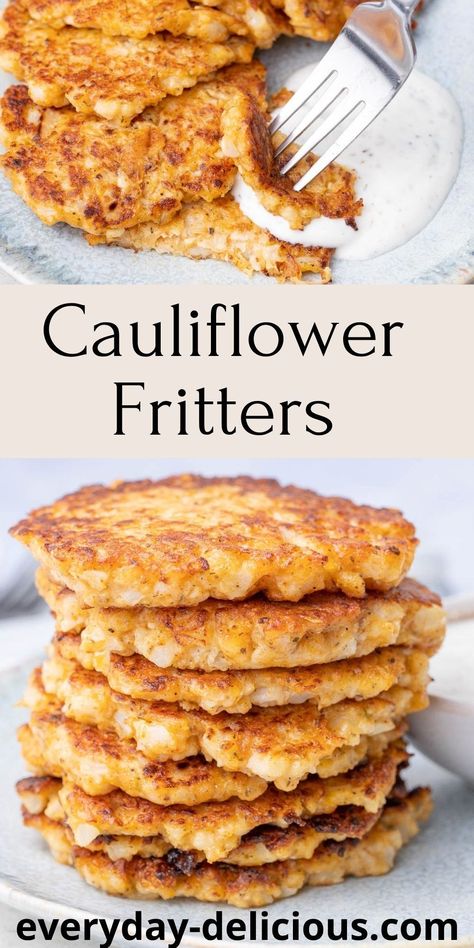 If you’re wondering what to do with leftover cauliflower, these cauliflower fritters are the answer! They are cheesy, perfectly spiced, quick, and easy. They make a great snack or a meatless lunch. Cheesy Cauliflower Patties, Leftover Cauliflower, Cauliflower Recipes Low Carb, Meatless Lunch, Cauliflower Cakes, Cauliflower Patties, Cauliflower Fritters, Steamed Cauliflower, Fritters Recipe