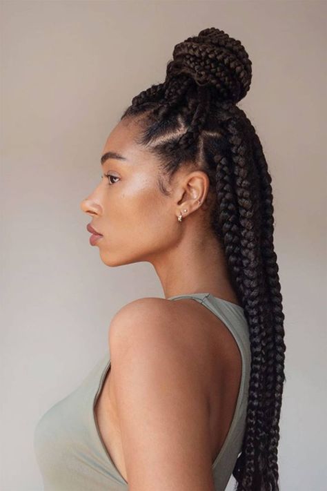 Braided Top Knots, Formal Hairstyles For Long Hair, Top Knot Hairstyles, Goddess Braids Hairstyles, Easy Summer Hairstyles, Cornrow Hairstyles, Formal Hairstyles, Box Braids Hairstyles, Everyday Hairstyles