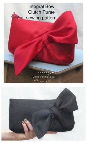 Clutch bag sewing pattern. This clutch bag sewingn pattern incorporates the bow into the front design of the bag, it's not just stuck onto the front. Very interesting fabric engineering. Ideal for sewing an evening bag using glamorous fabrics. Evening bag sewing pattern. Bag with large bow to sew. #BagSewingPattern #SewABag #SewAClutchBag #SewAPurse #ClutchSewingPattern #PurseSewingPattern Diy Sac Pochette, Sewing Pattern Bag, Hand Bags Ideas, Pochette Diy, Clutch Bag Pattern, Purse Sewing, Purse Sewing Patterns, Bag Sewing Pattern, Bow Clutch