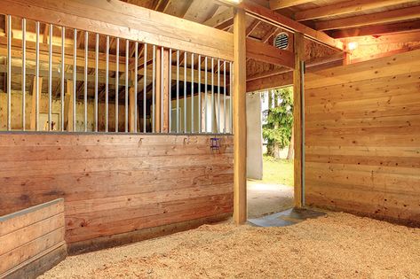 (I like the hay section on the left) design Horse Stall layout, Eileen Wheeler, Ph.D., Professor of Agricultural Engineering, dimensions of horse stall, ventilating horse stall, equine respiratory, lights for horse stall, flooring for horse stall