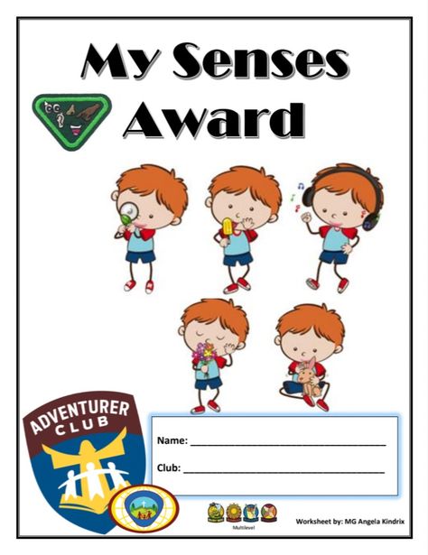 My Senses Award printable by Adventurer club Helps SDA Adventurers Conference Themes, My Senses, Adventure Club, Busy Bags, Alphabet Activities, Helping Hands, Business For Kids, Lesson Plans, Alphabet