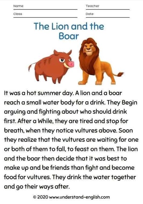 Lion Story, English Story Books, Stories With Moral Lessons, Fable Stories, Reading Comprehension For Kids, Short Moral Stories, Cvc Words Kindergarten, English Stories For Kids, English Short Stories