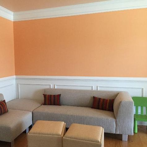 Sunset Sherwin Williams, Sherwin Williams Sunset, Light Orange Paint Colors, Orange Room Color, Stardew Paint, Light Orange Paint, Orange Bedroom Walls, Orange Painted Walls, Peach Paint Colors