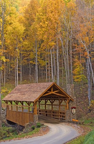 Old Bridges, Into The West, Wooden Bridge, Covered Bridge, Country Scenes, Autumn Scenery, Old Barns, Fall Pictures, Covered Bridges