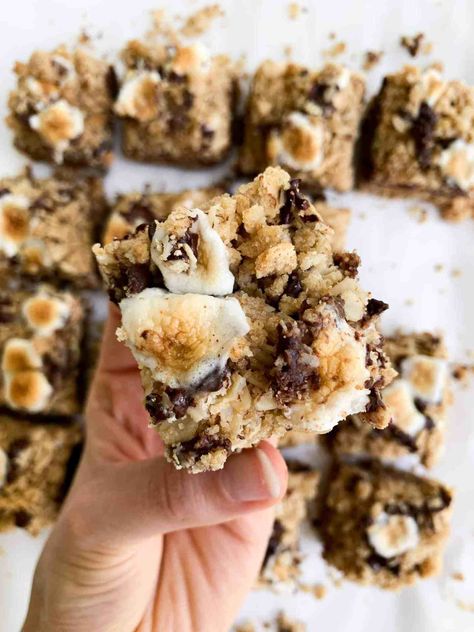 Healthy Smores, Cookie Healthy, Smores Cookies Bars, Vegan Smores, Easy Smores, Easy Bar, Smores Dessert, Cinnamon Crunch, Easy Oatmeal