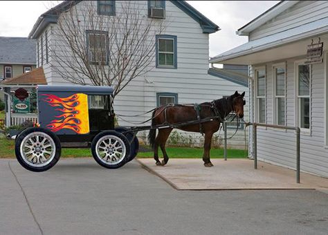 Amish – Plain and Fancy Amish Buggy, Amish Country Ohio, Holmes County Ohio, Horse Buggy, Hitching Post, Amish Community, Picture Writing Prompts, Horse And Buggy, Funny Horse