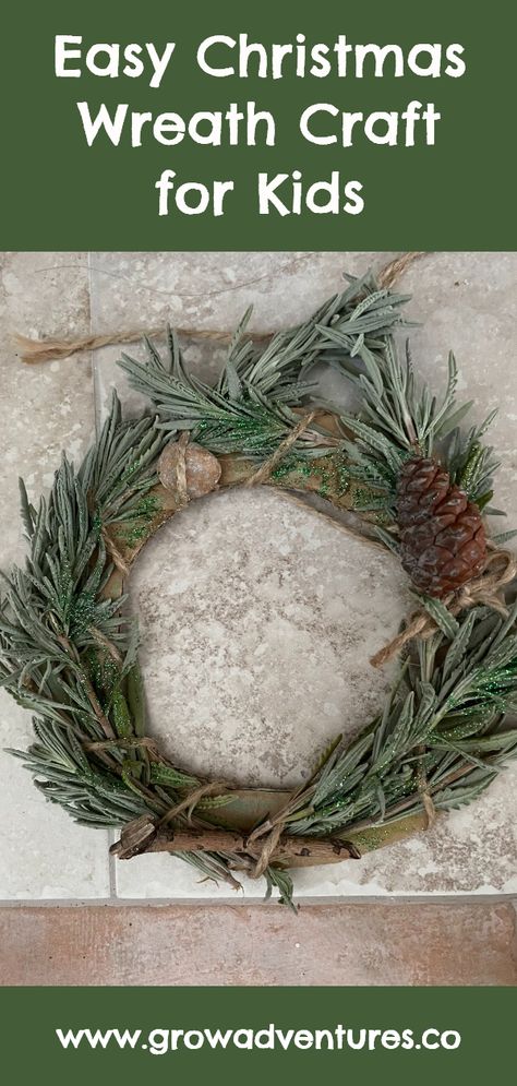 Nature Wreaths For Kids, Nature Christmas Crafts For Kids, Winter Nature Crafts For Kids, Museum Kids Activities, Wooden Bead Ornaments, Glitter Pinecones, Mini Wreaths Christmas, Fun Christmas Crafts For Kids, Crafts Wreaths