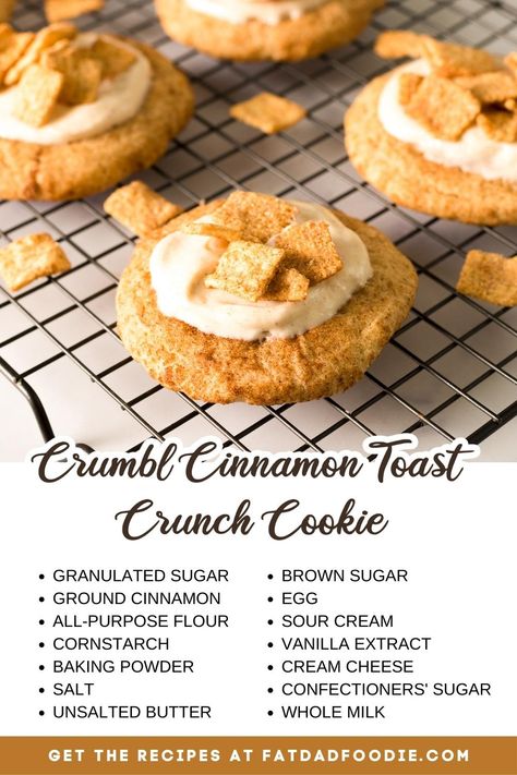 Crumbl Cinnamon Toast Crunch Cookie, Cinnamon Toast Crunch Cookies Recipe, Cinnamon Toast Crunch Cookies, Cinnamon Sugar Recipes, Crunch Cookies, Crunch Recipe, Cinnamon Crunch, Butter Cinnamon, Crunch Cereal