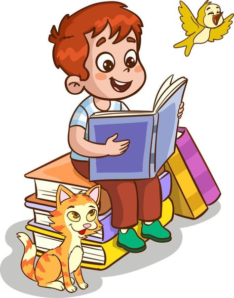 cute little children reading a book cartoon vector Cartoons Reading Books, Reading Cartoon, Reading Pictures, Book Cartoon, Children Reading, English Learning Books, Chinese Language Learning, Cartoon Strip, Cartoon Photo