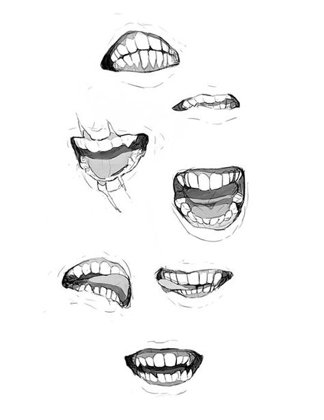 Mouth Expressions, Mouth Drawing, Cool Pencil Drawings, Anatomy Sketches, Drawing Expressions, Anatomy Drawing, Poses References, Body Drawing, Drawing Practice