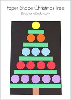 Great Christmas craft for preschoolers, Kindergarteners, and first graders! (Christmas Crafts for Kids: Paper Shape Christmas Tree Craft~ BuggyandBuddy.com) Shape Christmas Tree, December Projects, Christmas Tree Craft, Paper Shape, December Crafts, Preschool Christmas Crafts, Christmas Kindergarten, Tree Craft, Christmas Tree Crafts