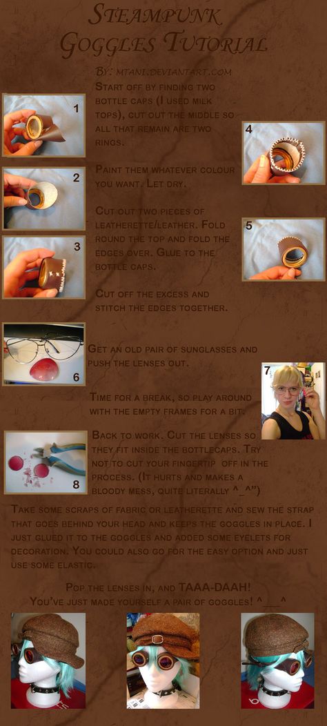 How To Make Steampunk Goggles Diy, Steampunk Glasses Diy, Steampunk Costume Diy, Diy Goggles, Steam Punk Diy, Steampunk Tutorial, Painted Toilet, Steampunk Glasses, Mode Steampunk