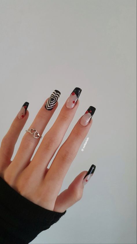 Black And Cherry Nails, Cherry Nails Black, Short Black Cherry Nails, Black Cherry Nails Design, Black Cherry Nails Acrylic, Black Cherry Chutney Nails, Squoval Acrylic Nails, Black Cherry Nails, Cherry Nails