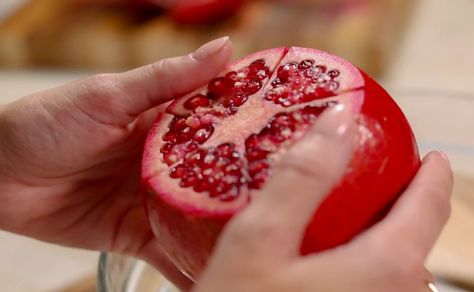 How To Open a Pomegranate in 5 Easy Steps | KCM Open Pomegranate, Open A Pomegranate, How To Open Pomegranate, Herb Roasted Turkey Breast, Pom Wonderful, Herb Roasted Turkey, Turkey Breast Recipe, Winter Fruit, Whole Turkey