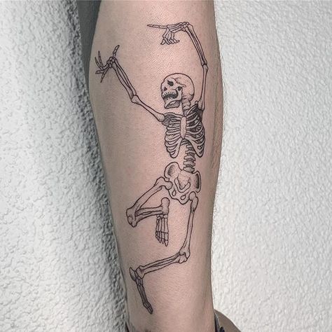 Got to do this dancing skeleton last week! So much fun with this one! Might do a flash of different skeletons?   Yes or no?  Done @tattoomaxstudio  If interested in a tattoo done by me send me a dm or email me at lostswissmiss@gmail.com  #lostswissmiss  #illustration #artwork #artworks #instaart #handdrawn #illustrate #kunst #artdiscover #artistofinstagram #inkstagram #swissartist #blackworknow #illustrationow #blackworkillustrations #Switzerland #swisstattoo Teaching Tattoos, Skeleton Tattoo, Skeleton Tattoos, Tattoo Signs, Dancing Skeleton, Traditional Tattoo Art, Line Work Tattoo, Badass Tattoos, Hip Tattoo