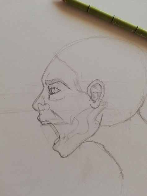 Shouting Face Drawing, Shout Drawing, Shouting Drawing, Shouting Cartoon, Shouting Face, Expressions Reference, Human Figure Sketches, Person Drawing, Sketch Poses