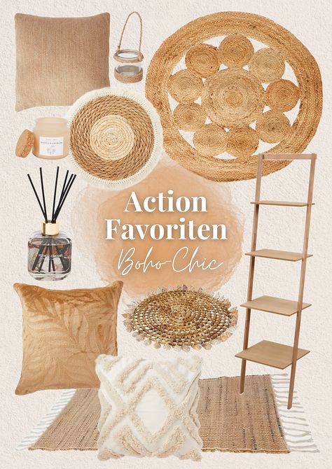 Naturverbundene Materialien & warme Farbtöne im Bohemian Style von Action Deutschland #actiondeutschland #wohnungseinrichtung #wohnenunddekorieren #dekoideen #wohnideen #schönerwohnen #bohostyle #bohochic #bohemianstyle #bohodeko Boho Interior Design, Bedroom Makeover, Boho Decor, Boho Fashion, Living Room, Interior Design, House Styles, Design