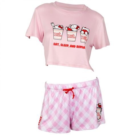 PRICES MAY VARY. 75% Cotton, 25% Polyester Made in the USA or Imported Drawstring closure Machine Wash Officially licensed Hello Kitty product Cotton/Poly Blend High quality design Satisfaction guaranteed Great gift idea! Officially licensed Hello Kitty Sanrio x Nissin Eat Sleep and Repeat Lounge Set. This "Hello Kitty" Lounge Set is made from cotton and features a cute "Sanrio x Nissin Cup Noodles" Eat Sleep and Repeat design on a matching top and shorts. Accent Wall Colors Bedroom, Matching Top And Shorts, Nissin Cup Noodles, Colors Bedroom, Hello Kitty Birthday Party, Repeat Design, Mens Pajama Pants, Hello Kitty Sanrio, Cup Noodles