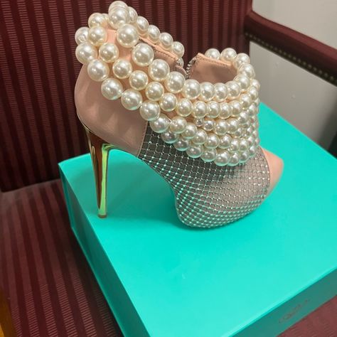 Custom Made Shoes-Size 7 Us Luxury Crystal Heels With Bling, Glamorous Bedazzled High Heels, Luxury High Heels With Crystal Embellishments, Luxury Embellished Crystal Heels, Multicolor Crystal Embellished High Heels, Whimsical Shoes, Tie Heels, Muses Shoes, Rhinestone Pumps