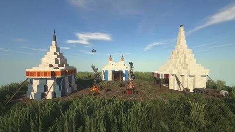 Minecraft Tent, Minecraft Camp, Villa Minecraft, Mc Mods, Minecraft Medieval, No Man's Sky, Minecraft Map, Minecraft Inspo, Minecraft Decorations